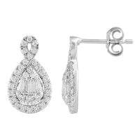 Thumbnail for LADIES EARRING 3/4 CT ROUND/BAGUETTE DIAMOND 10K WHITE GOLD