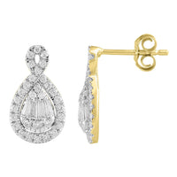 Thumbnail for LADIES EARRING 3/4 CT ROUND/BAGUETTE DIAMOND 10K YELLOW GOLD