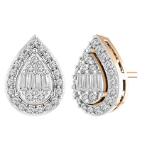 Thumbnail for LADIES EARRING 1/2 CT ROUND/BAGUETTE DIAMOND 10K ROSE GOLD