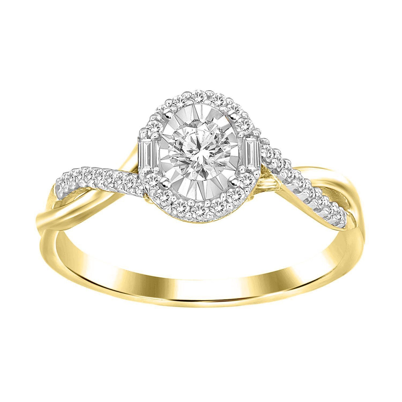 LADIES RING 1/4 CT ROUND DIAMOND 10K YELLOW GOLD