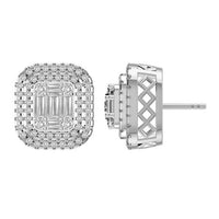Thumbnail for LADIES EARRING 1 CT ROUND/BAGUETTE DIAMOND 10K WHITE GOLD