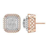 Thumbnail for LADIES EARRING 1 CT ROUND/BAGUETTE DIAMOND 10K ROSE GOLD