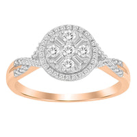 Thumbnail for LADIES RING 1/4 CT ROUND/BAGUETTE DIAMOND 10K ROSE GOLD