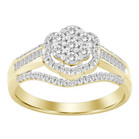 Thumbnail for LADIES RING 1/2 CT ROUND/BAGUETTE DIAMOND 10K YELLOW GOLD