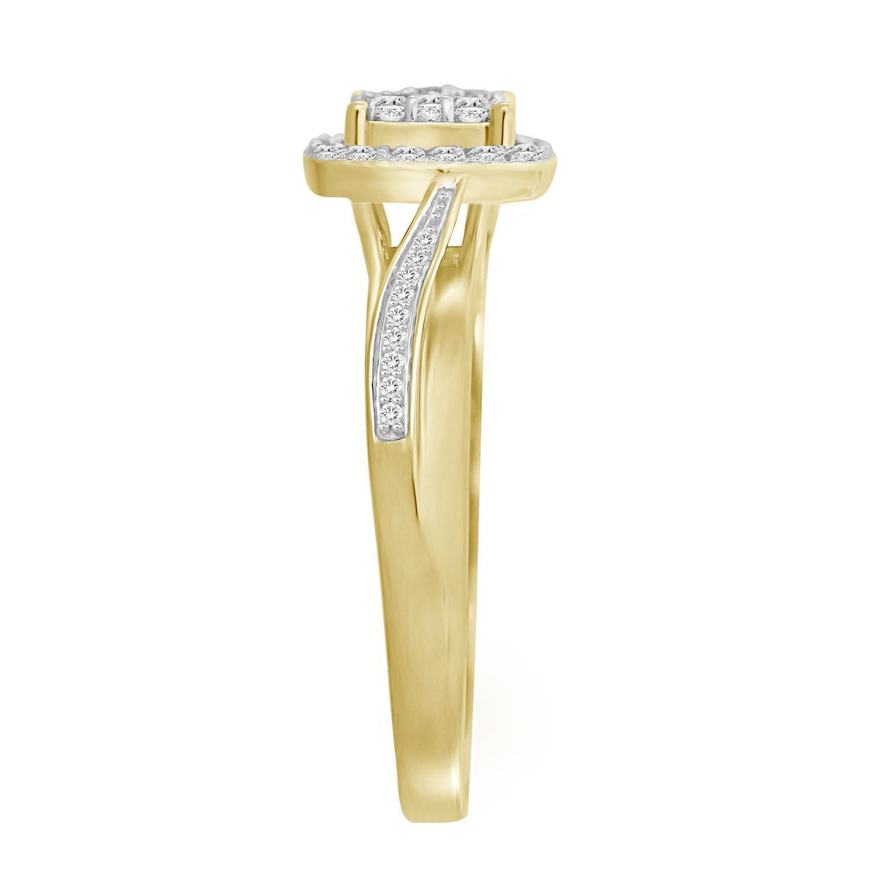 LADIES RING 1/4 CT ROUND DIAMOND 10K YELLOW GOLD