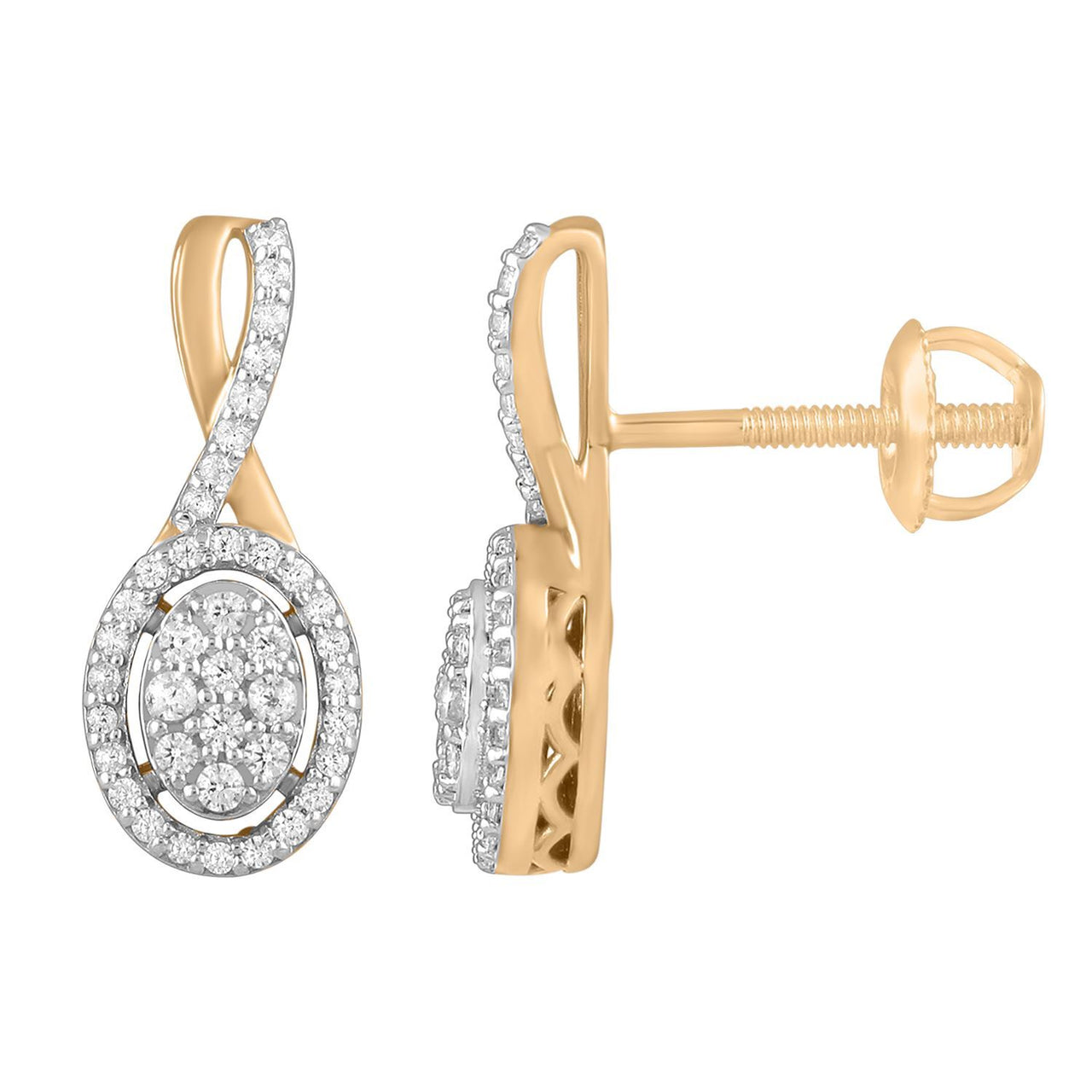 LADIES EARRING 1/3 CT ROUND DIAMOND 10K ROSE GOLD
