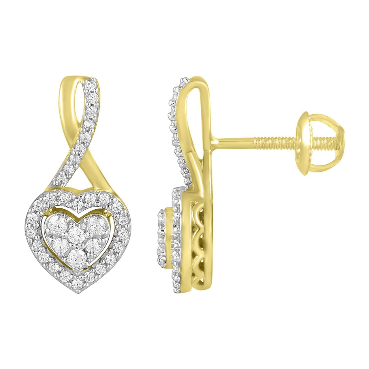 LADIES EARRING 1/3 CT ROUND DIAMOND 10K YELLOW GOLD