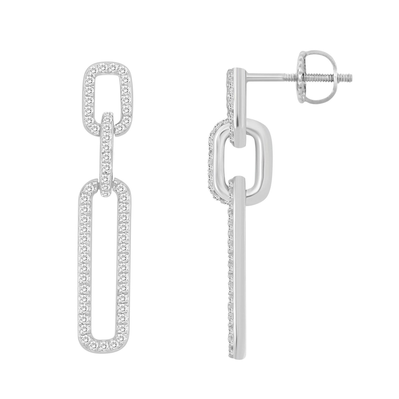 LADIES EARRING 1/4 CT ROUND DIAMOND 10K WHITE GOLD