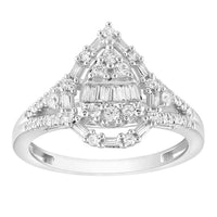 Thumbnail for LADIES RING 1/2 CT ROUND/BAGUETTE DIAMOND 10K WHITE GOLD