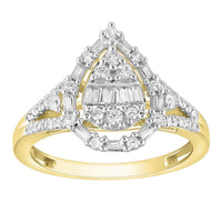 Thumbnail for LADIES RING 1/2 CT ROUND/BAGUETTE DIAMOND 10K YELLOW GOLD