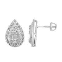Thumbnail for LADIES EARRING 1/2 CT ROUND/BAGUETTE DIAMOND 10K WHITE GOLD