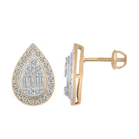 Thumbnail for LADIES EARRING 1/2 CT ROUND/BAGUETTE DIAMOND 10K ROSE GOLD