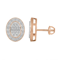 Thumbnail for LADIES EARRING 1/2 CT ROUND/BAGUETTE DIAMOND 10K ROSE GOLD