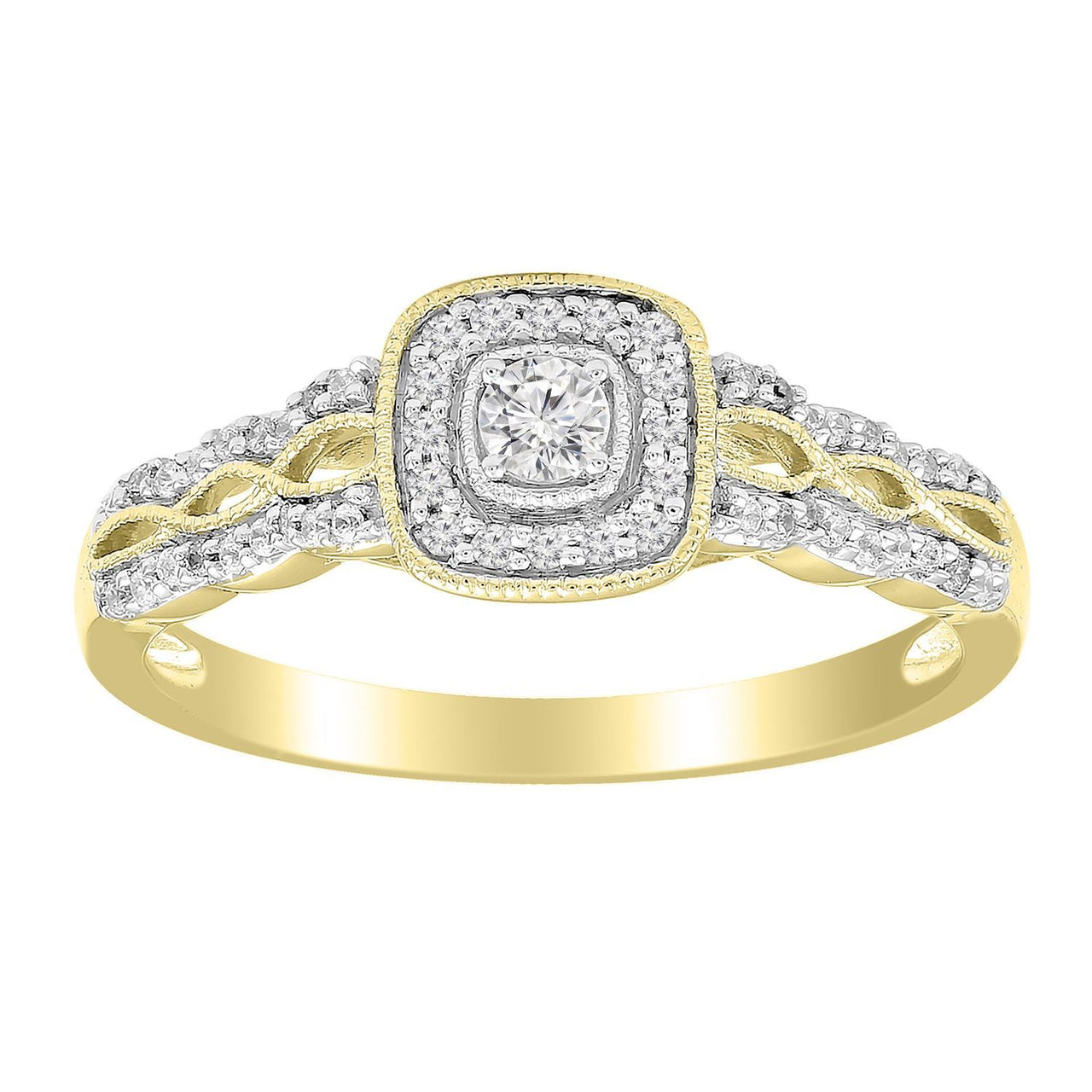 LADIES RING 1/4 CT ROUND DIAMOND 10K YELLOW GOLD