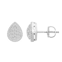 Thumbnail for LADIES EARRING 1/2 CT ROUND/BAGUETTE DIAMOND 10K WHITE GOLD