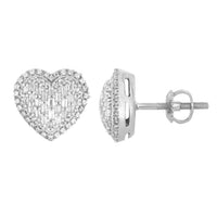 Thumbnail for LADIES EARRING 1/2 CT ROUND/BAGUETTE DIAMOND 10K WHITE GOLD