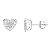 Thumbnail for LADIES EARRING 1/6 CT ROUND/BAGUETTE DIAMOND 10K WHITE GOLD