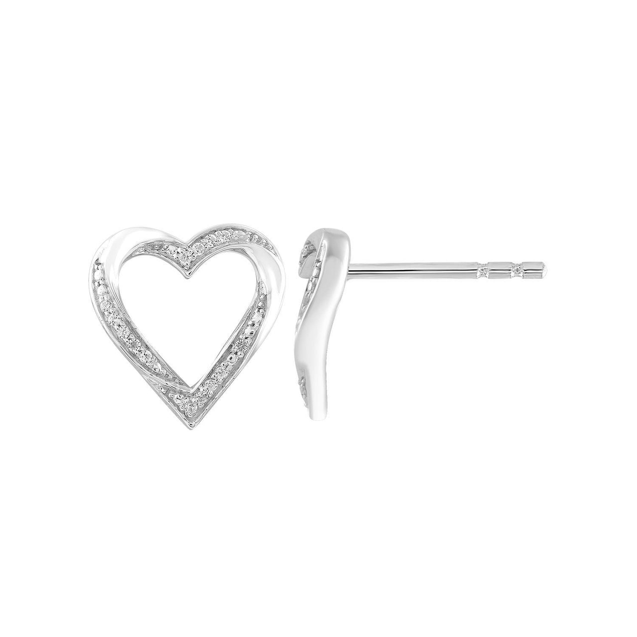 LADIES EARRING 1/20 CT ROUND DIAMOND 10K WHITE GOLD