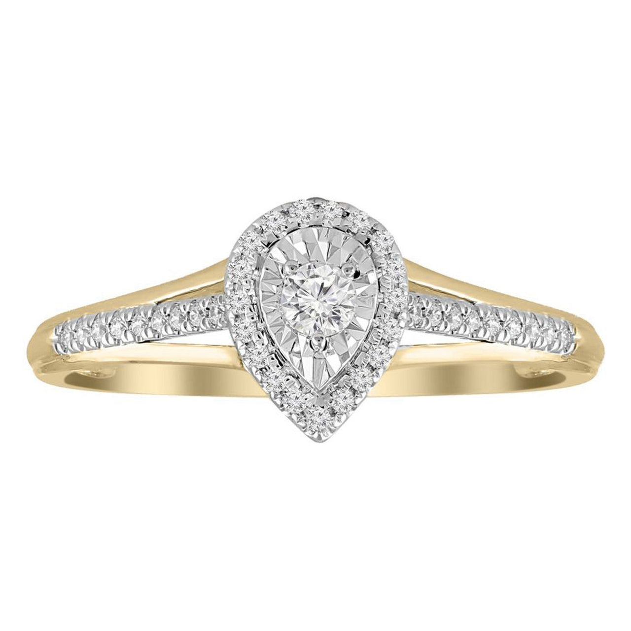 LADIES RING 1/4 CT ROUND DIAMOND 10K YELLOW GOLD