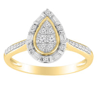 Thumbnail for LADIES RING 1/3 CT ROUND/BAGUETTE DIAMOND 10K YELLOW GOLD
