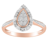 Thumbnail for LADIES RING 1/3 CT ROUND/BAGUETTE DIAMOND 10K ROSE GOLD