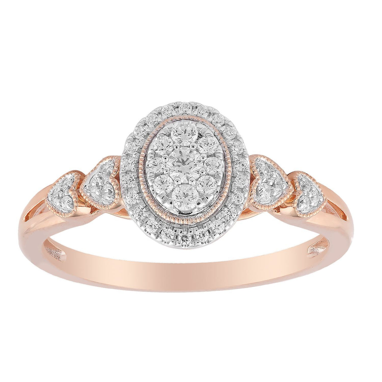 LADIES RING 1/4 CT ROUND DIAMOND 10K ROSE GOLD