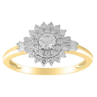 Thumbnail for LADIES RING 1/2 CT ROUND/BAGUETTE DIAMOND 10K YELLOW GOLD