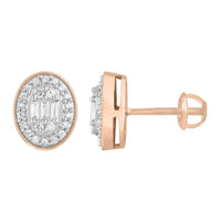 Thumbnail for LADIES EARRING 1/3 CT ROUND/BAGUETTE DIAMOND 10K ROSE GOLD