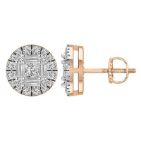 Thumbnail for LADIES EARRING 1/2 CT ROUND/BAGUETTE/PRINCESS DIAMOND 10K ROSE GOLD