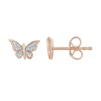 Thumbnail for LADIES EARRING 1/20 CT ROUND DIAMOND 10K ROSE GOLD