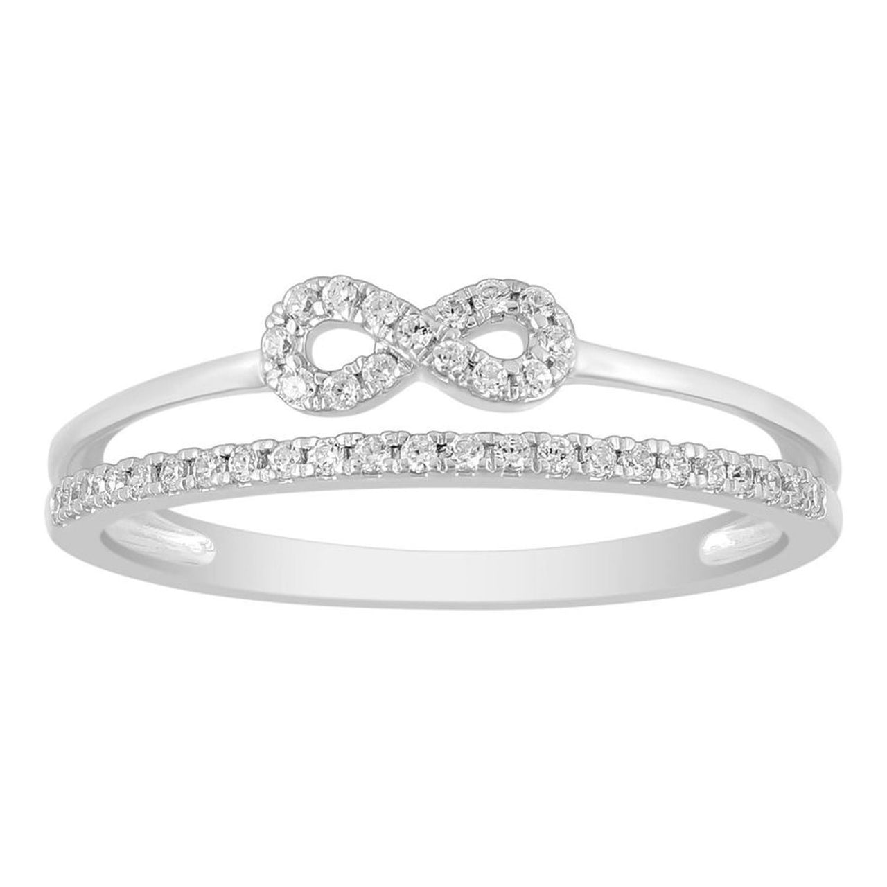 LADIES RING 1/6 CT ROUND DIAMOND 10K WHITE GOLD