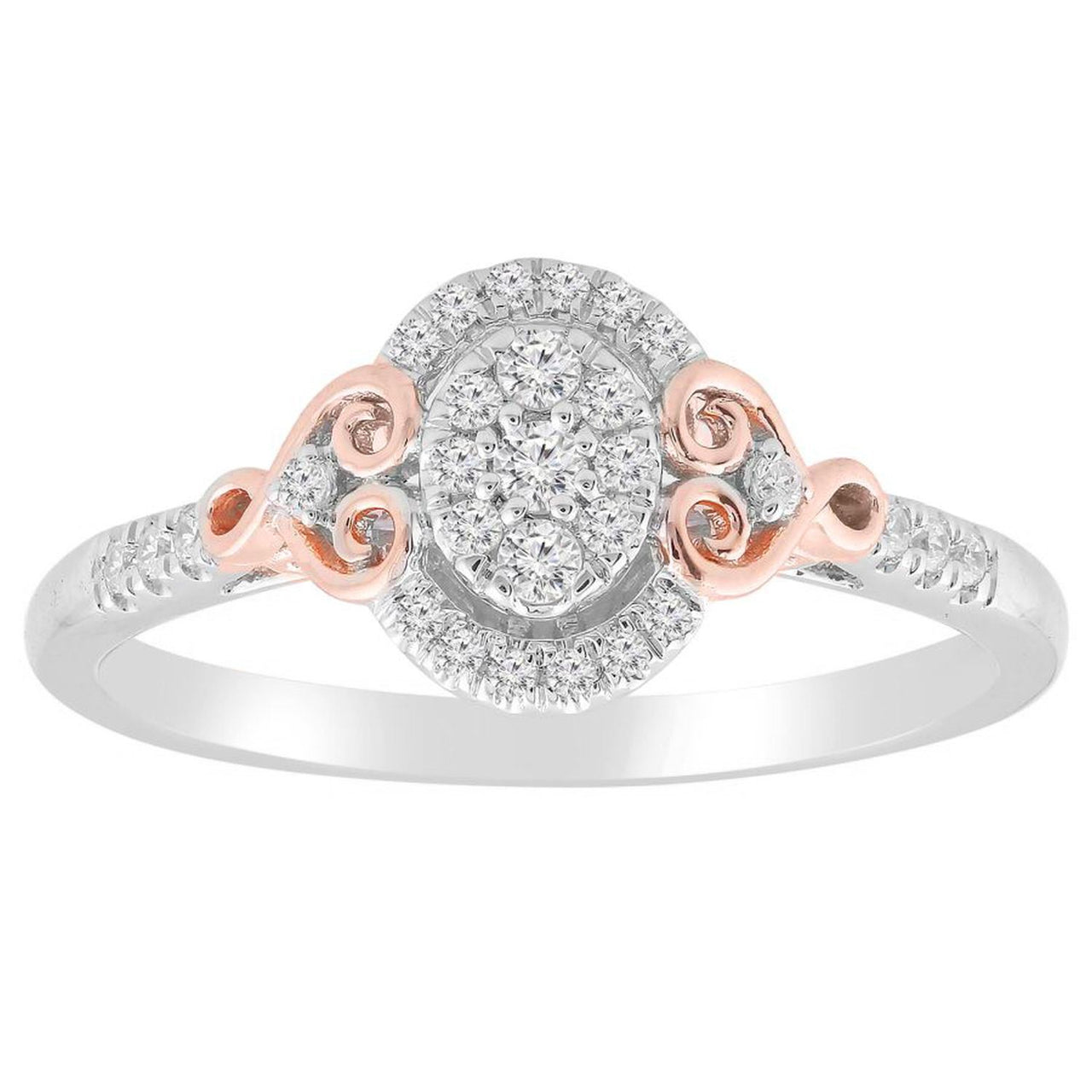LADIES RING 1/5 CT ROUND DIAMOND 10K WHITE/ROSE GOLD