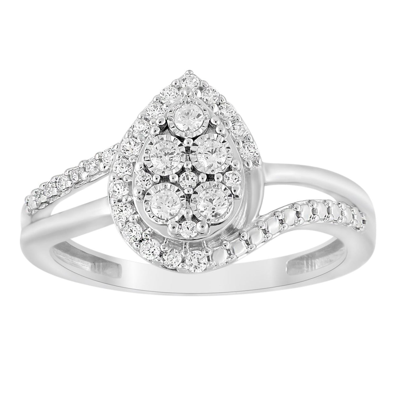 LADIES RING 1/4 CT ROUND DIAMOND 10K WHITE GOLD