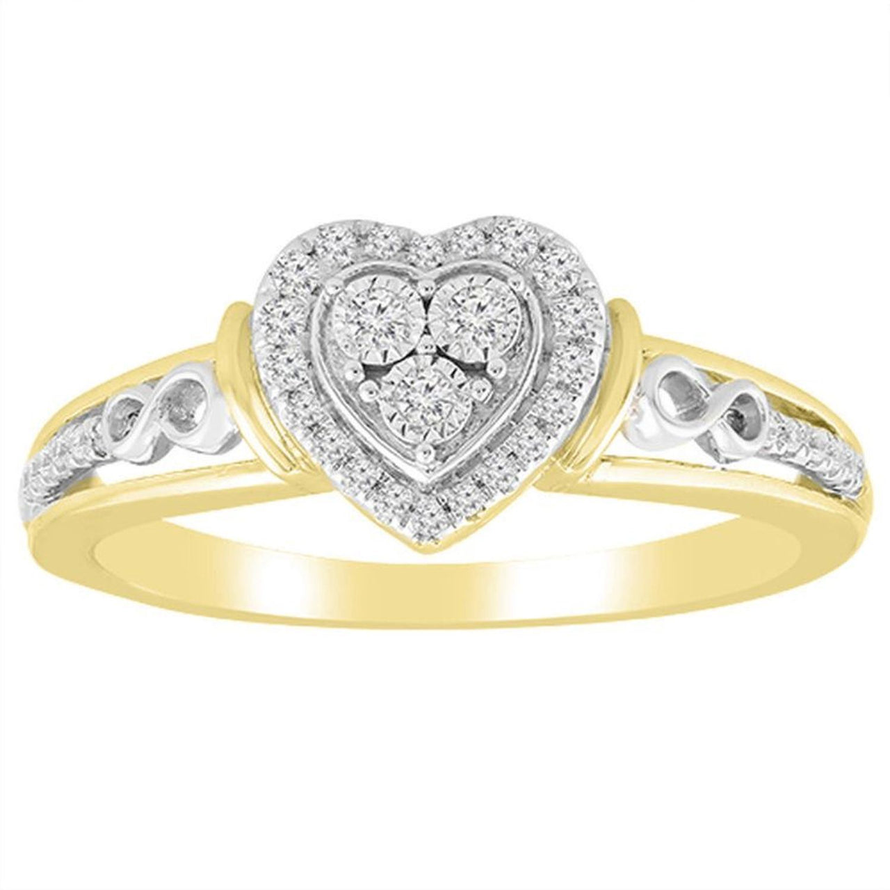 LADIES RING 1/6 CT ROUND DIAMOND 10K YELLOW/WHITE GOLD