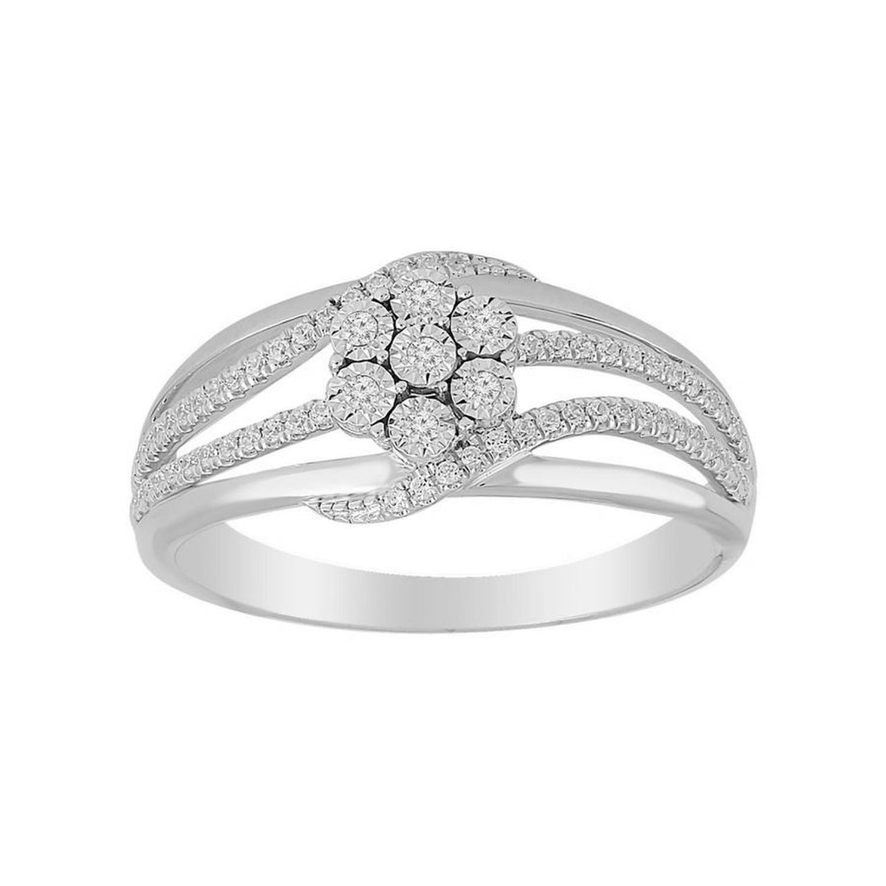 LADIES RING 1/4 CT ROUND DIAMOND 10K WHITE GOLD