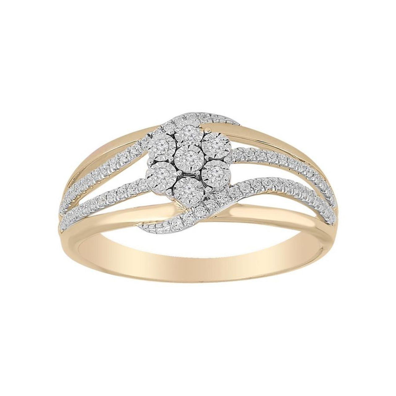 LADIES RING 1/4 CT ROUND DIAMOND 10K YELLOW GOLD