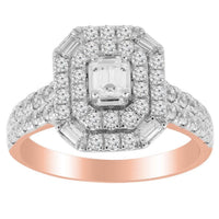 Thumbnail for LADIES RING 1 CT ROUND/BAGUETTE/EMERALD DIAMOND 14K ROSE GOLD