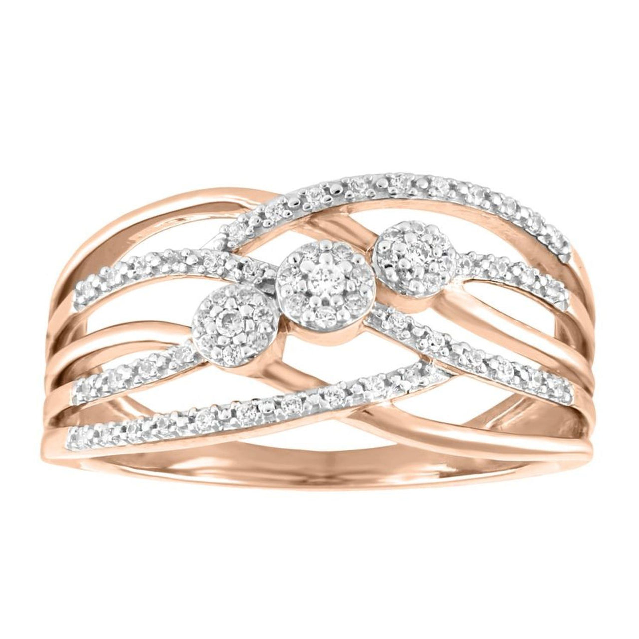 LADIES RING 1/6 CT ROUND DIAMOND 10K ROSE GOLD