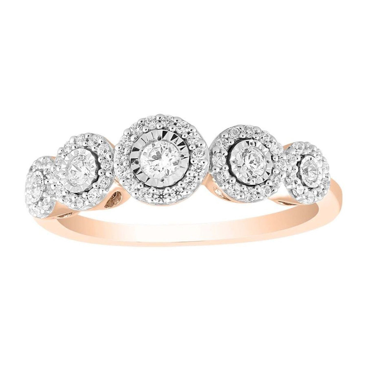 LADIES RING 1/3 CT ROUND DIAMOND 10K ROSE GOLD