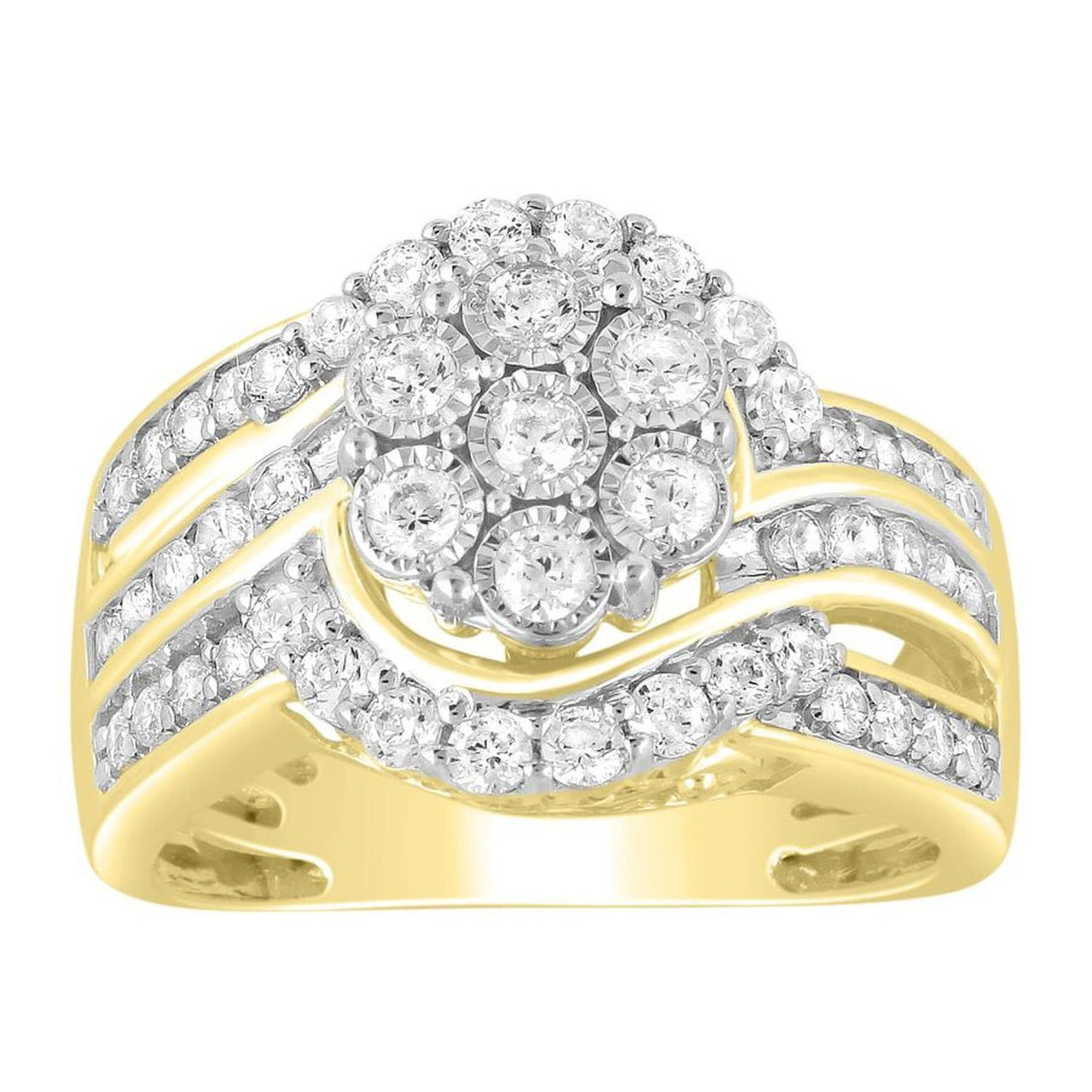 LADIES RING 1 CT ROUND DIAMOND 10K YELLOW GOLD
