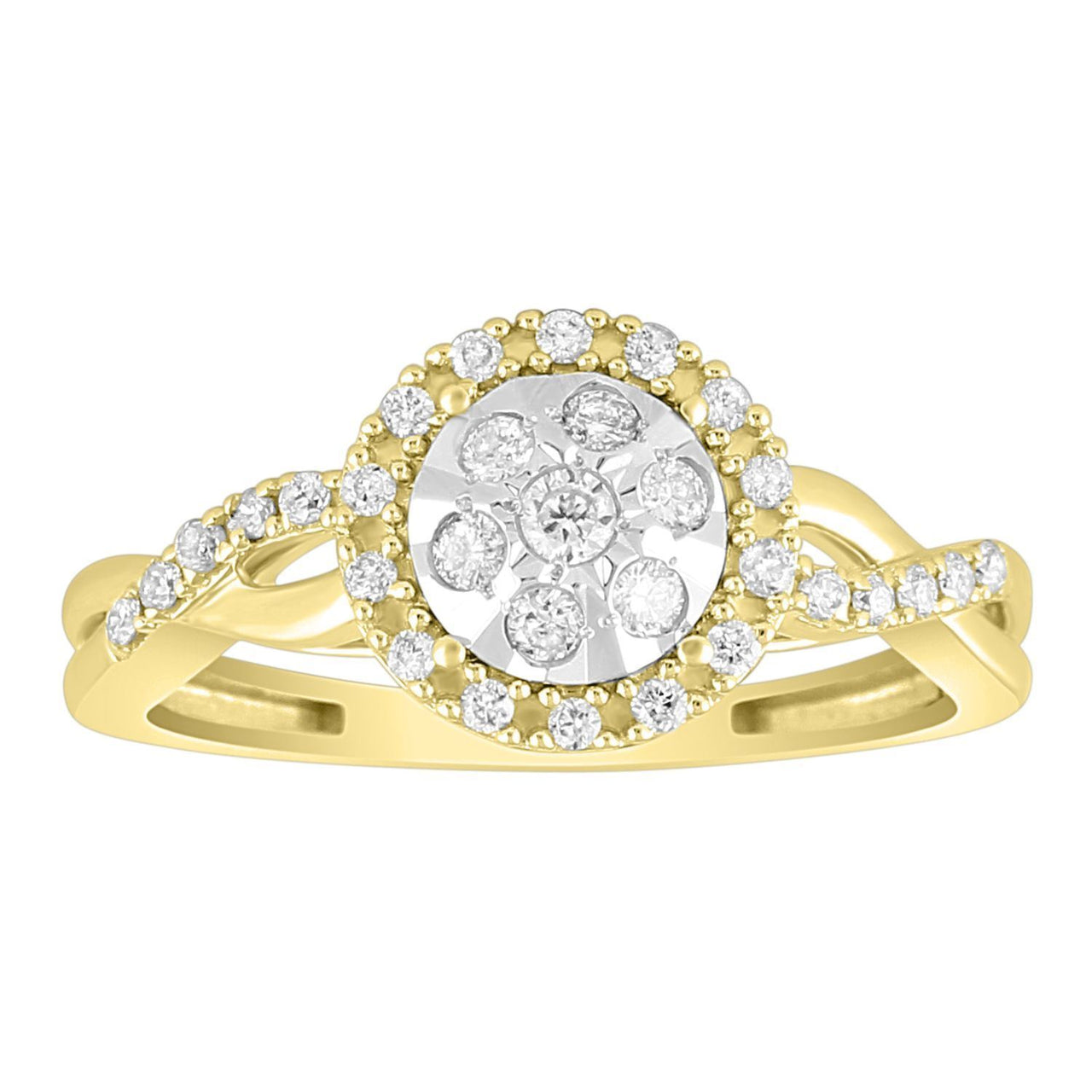 LADIES RING 1/4 CT ROUND DIAMOND 10K YELLOW GOLD