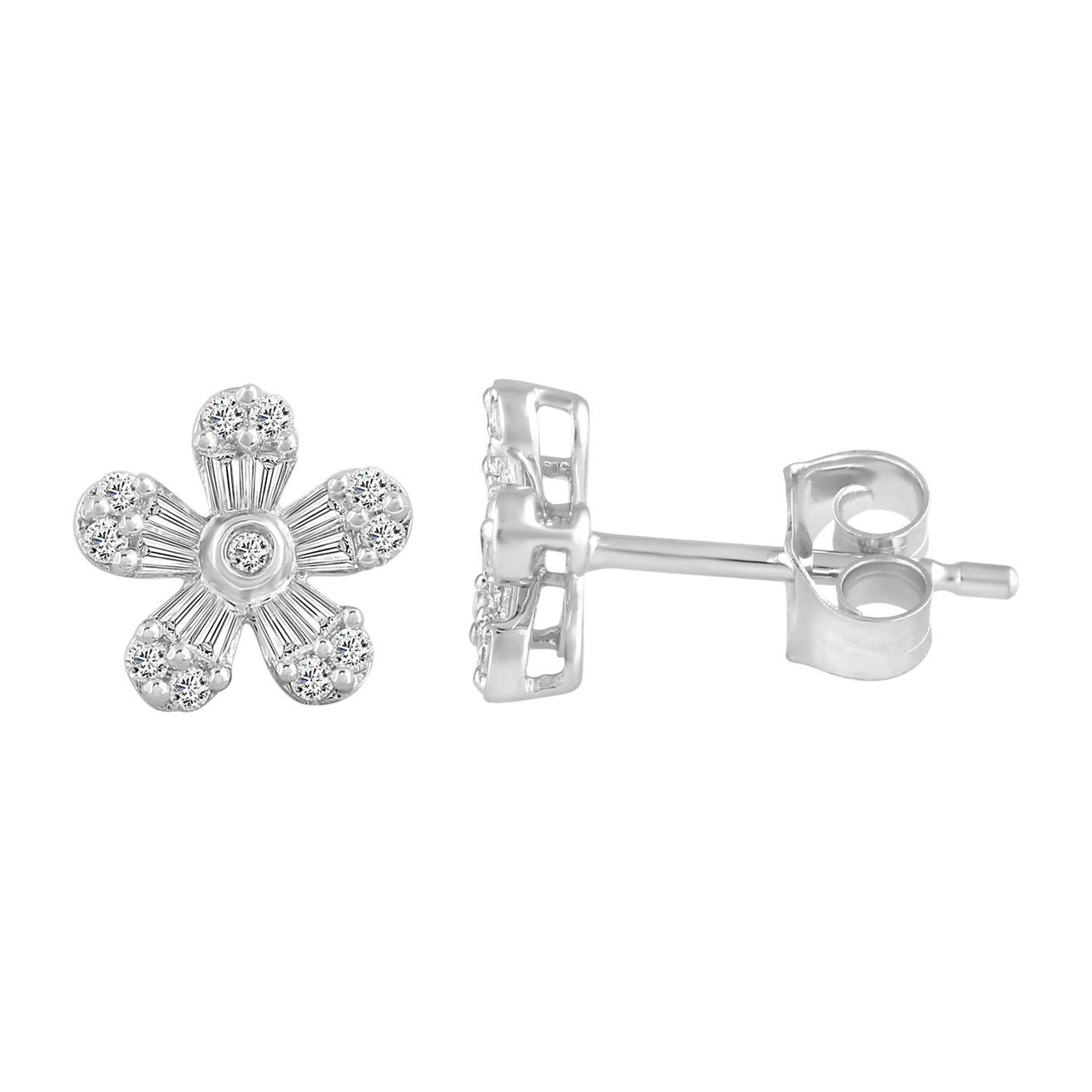 LADIES PENDANT 1/4 CT ROUND/BAGUETTE DIAMOND 10K WHITE GOLD