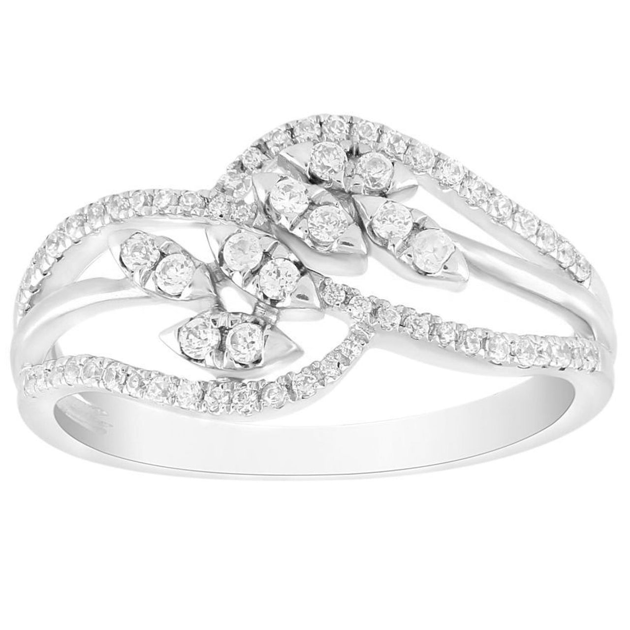 LADIES RING 1/3 CT ROUND DIAMOND 10K WHITE GOLD