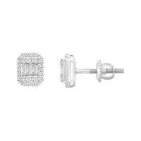 Thumbnail for LADIES EARRING 1/4 CT ROUND/BAGUETTE  DIAMOND 10K WHITE GOLD
