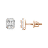 Thumbnail for LADIES EARRING 1/4 CT ROUND/BAGUETTE  DIAMOND 10K ROSE GOLD