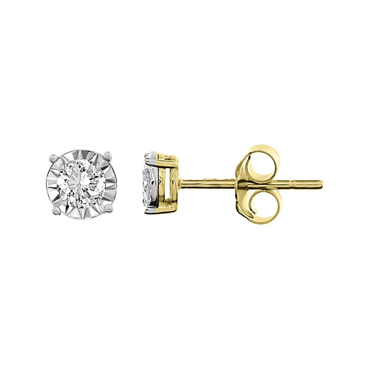 LADIES EARRINGS 1/3 CT ROUND DIAMOND 10K YELLOW GOLD