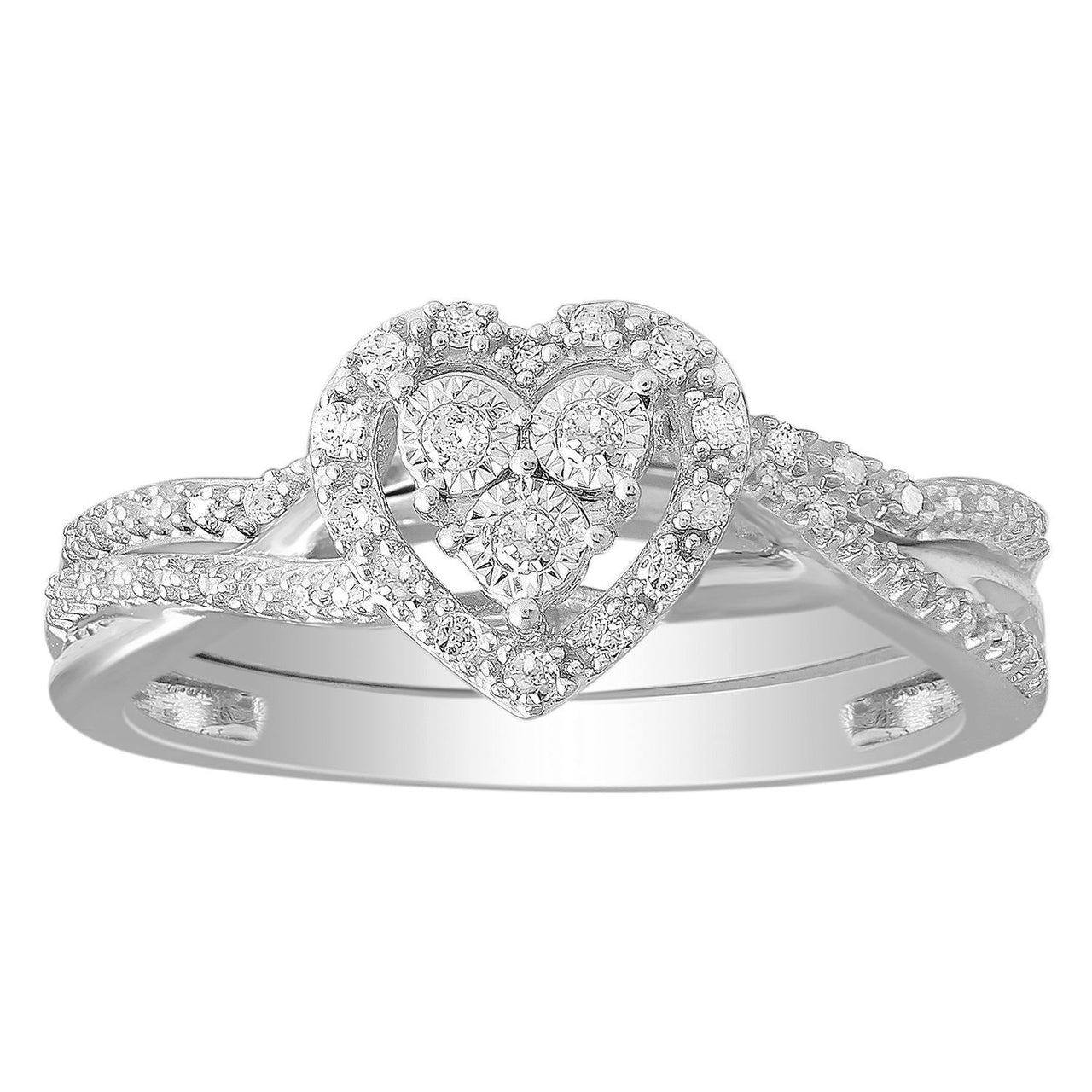 LADIES RING 1/6 CT ROUND DIAMOND 10K WHITE GOLD