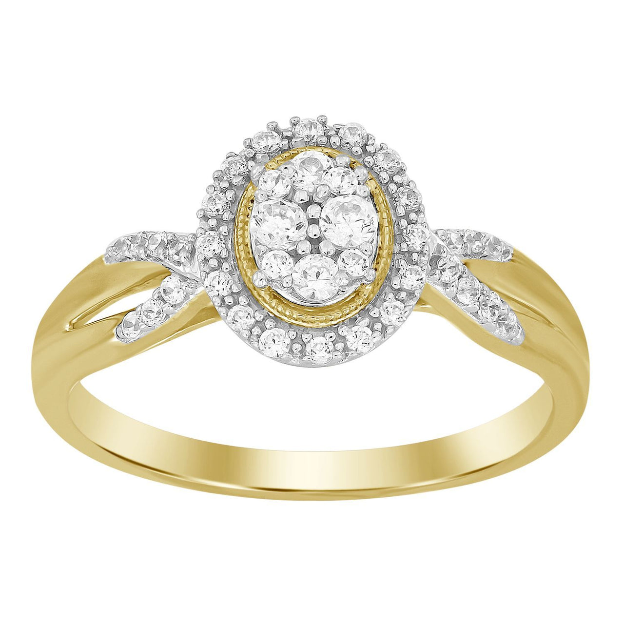 LADIES RING 1/4 CT ROUND DIAMOND 10K YELLOW GOLD