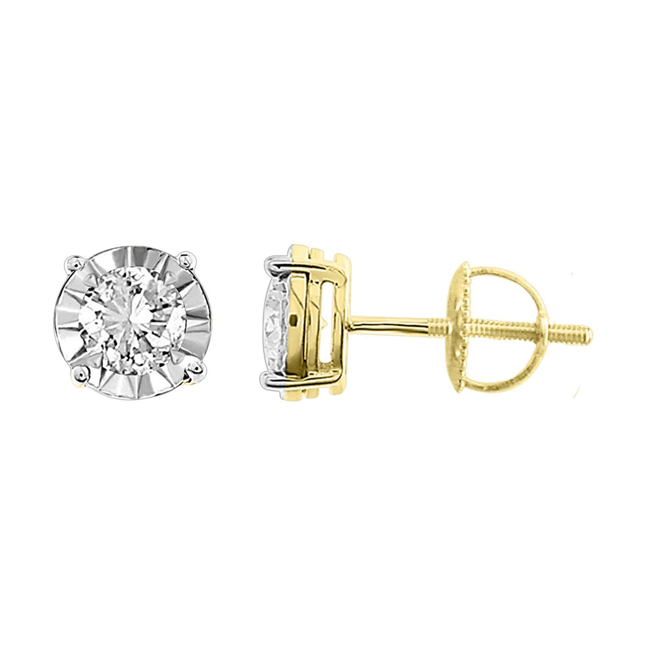 LADIES EARRING 1/2 CT ROUND DIAMOND 10K YELLOW GOLD
