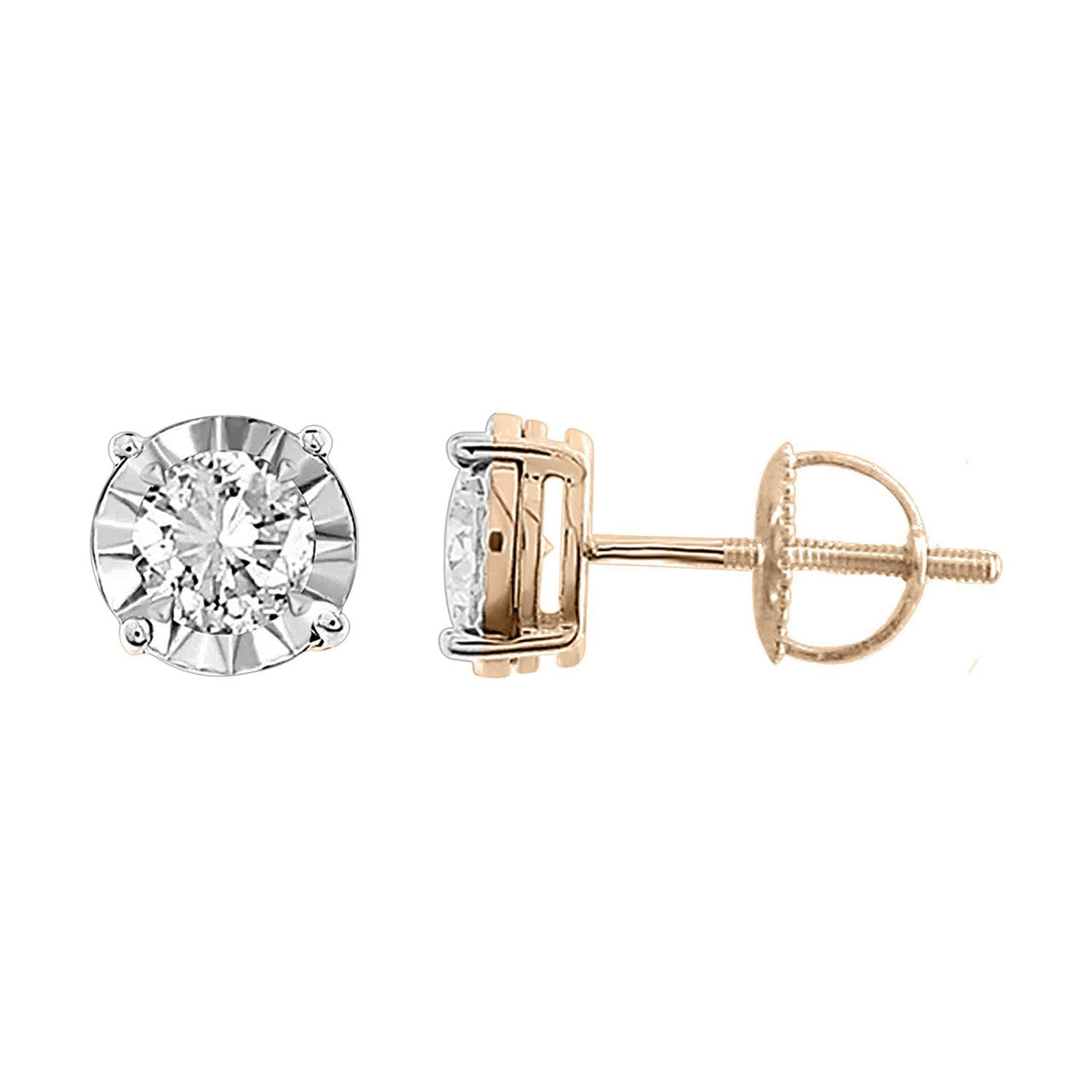 LADIES EARRING 1/2 CT ROUND DIAMOND 10K ROSE GOLD